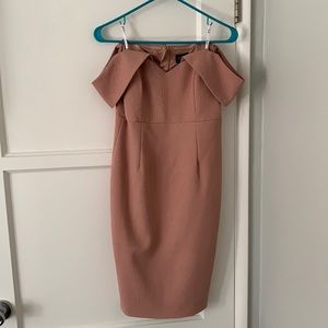 Bardot pink textured midi dress